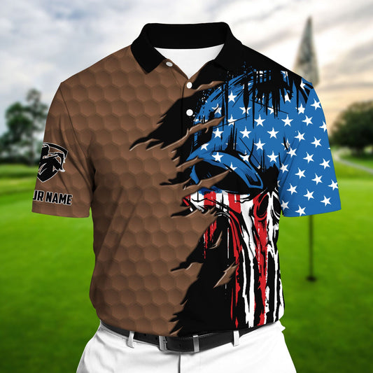 Masnines Brown Pride The Coolest American Skull, Golf Polo Shirts Multicolor Custom Name Polo GA0101