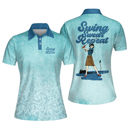 Swing Swear Repeat Golfer Polo Shirt I0372