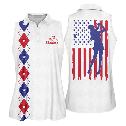 Addicted American Flag Women Golf Shirt I0383