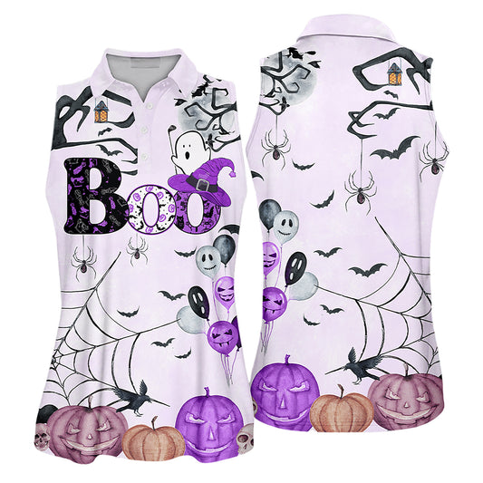 Boo Halloween Golf Pattern Purple Shirt I0387