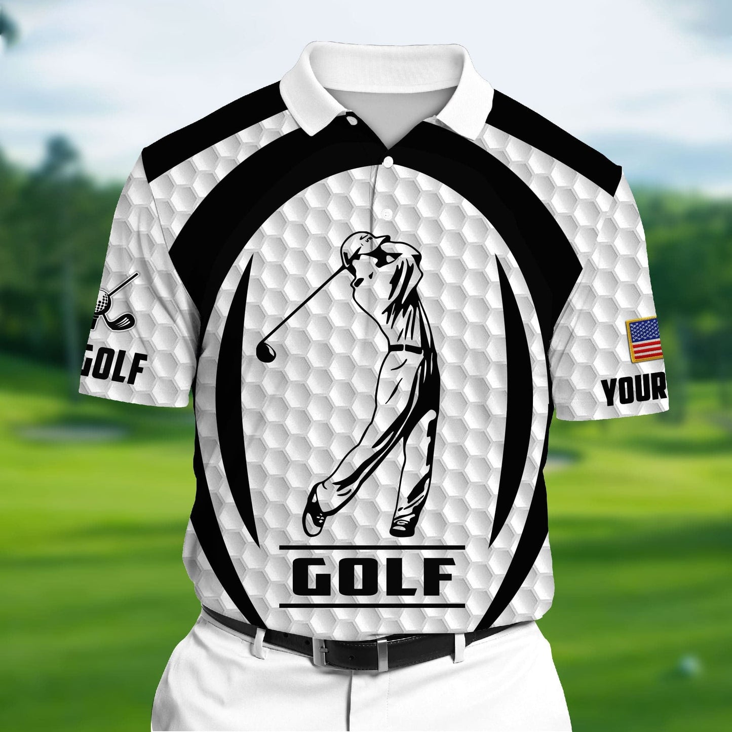 Masnines White Pride The Unique Cool Golf 3D Polo Shirts Multicolor Custom Name Polo GA0074