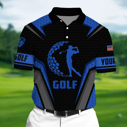 Masnines Blue Pride Premium Art Golf 3D Polo For Lovers Multicolor Custom Name Polo GA0093