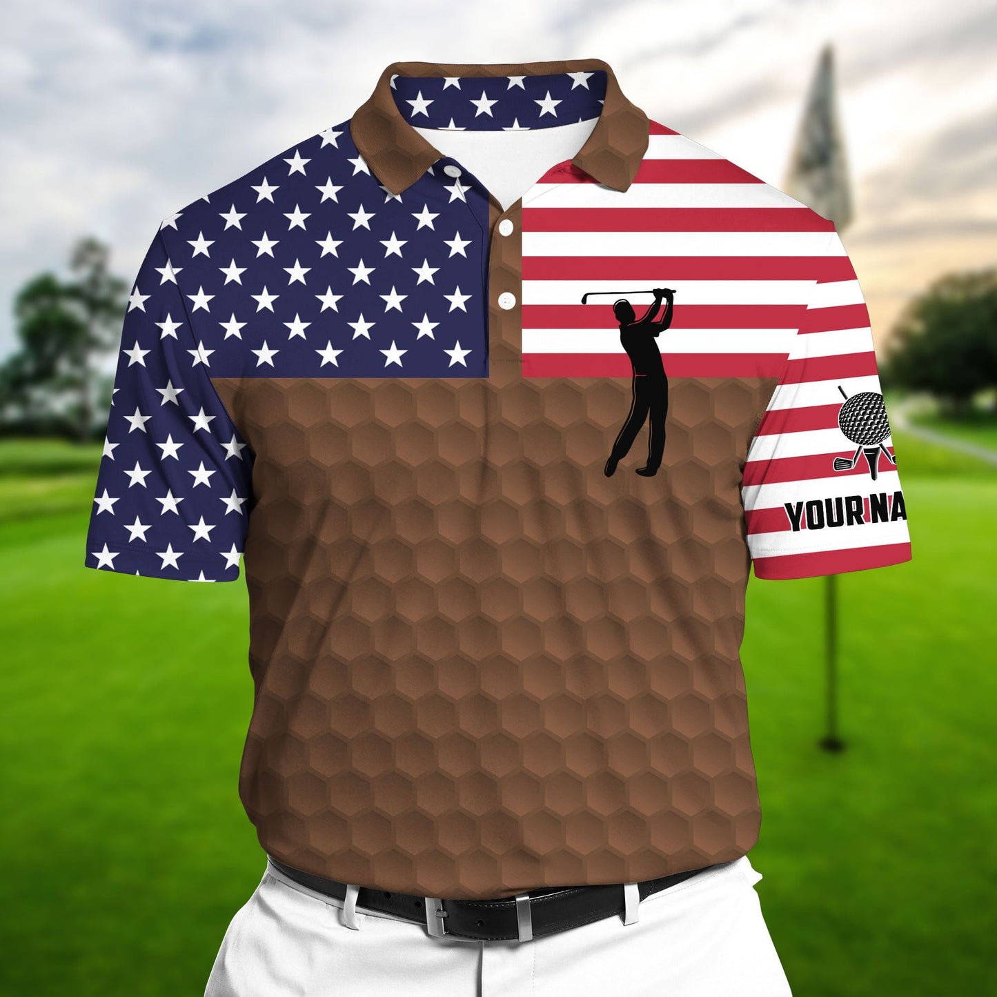 Masnines Brown Pride Super Cool American Golf Man, Golf Polo Shirts Multicolor Custom Name Polo GA0109