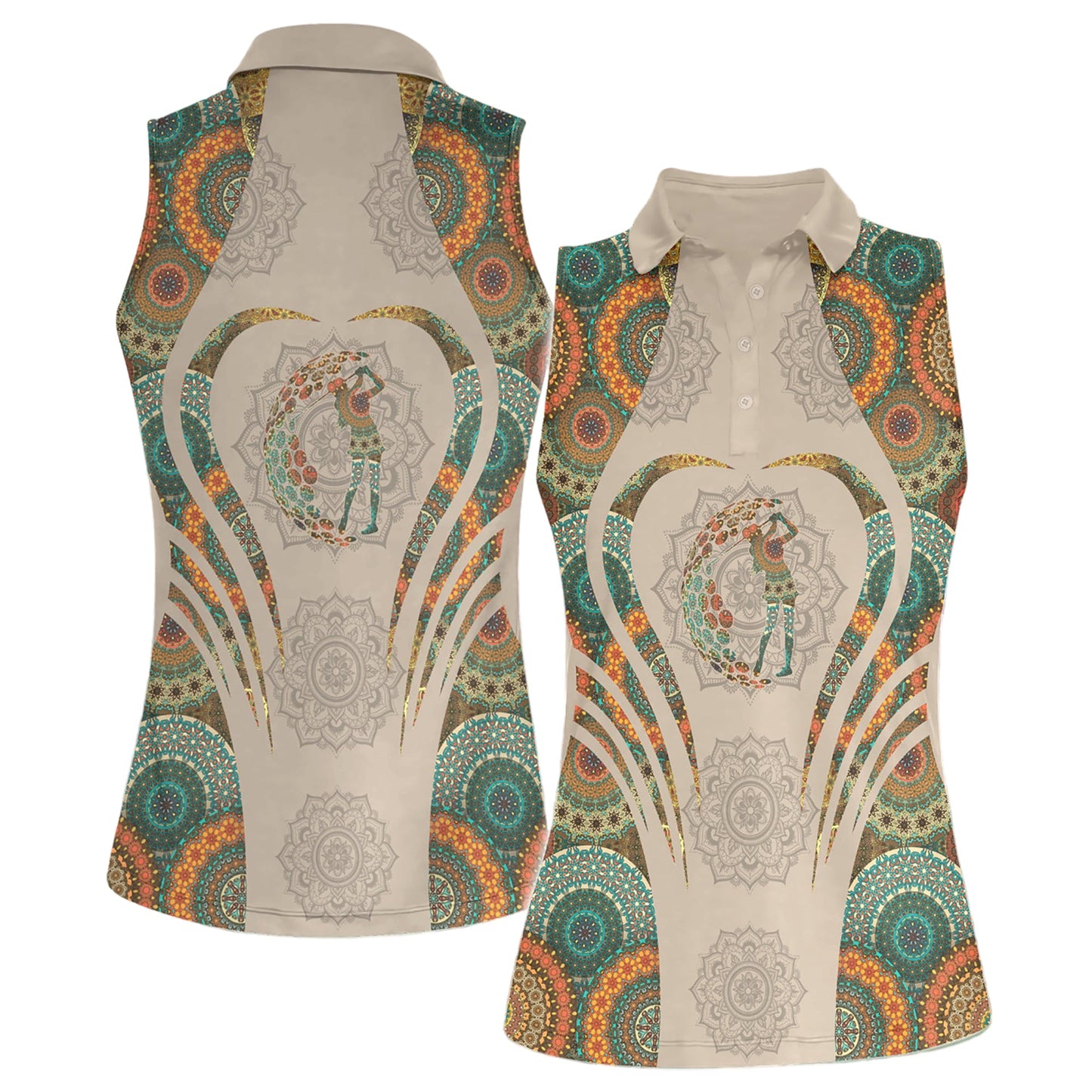 Mandala Sleeveless Women Golf Polo I0127