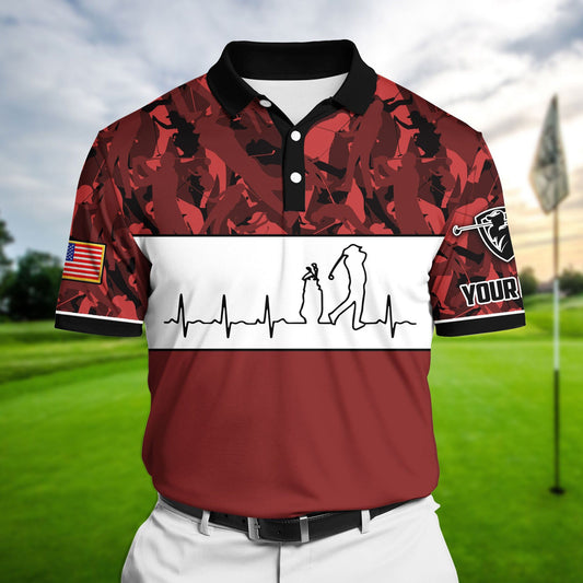 Masnines Red Pride Premium Unique Golf Heart Beat Golf Polo Shirts Multicolored Custom Name Polo GA0016