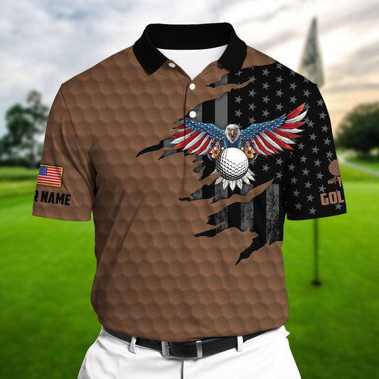 Masnines Brown Pride Premium Cool Eagle Golf Lover Polo Shirts Multicolor Custom Name Polo GA0110