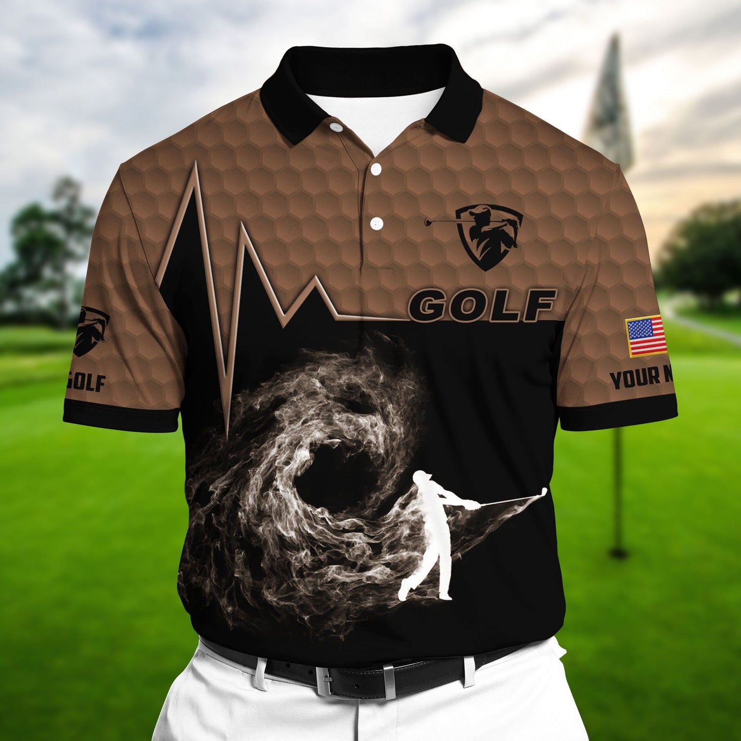 Masnines Brown Pride Premium Golfer On The Dark Golf Polo Shirts Multicolor Custom Name Polo GA0088