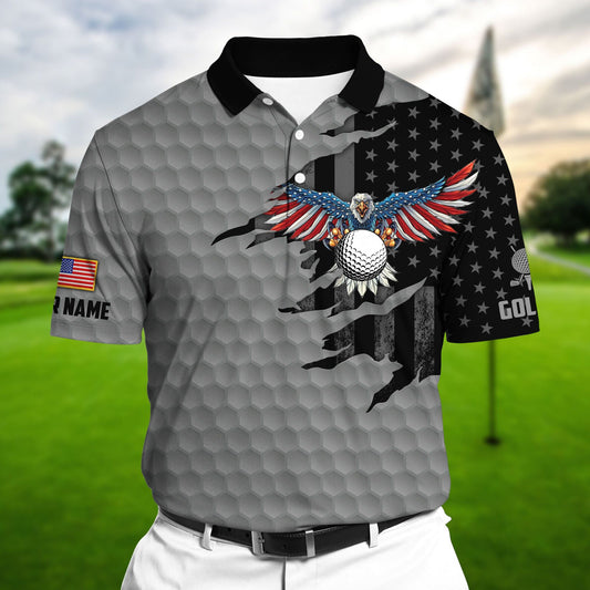 Masnines Silver Pride Premium Cool Eagle Golf Lover Polo Shirts Multicolor Custom Name Polo GA0112