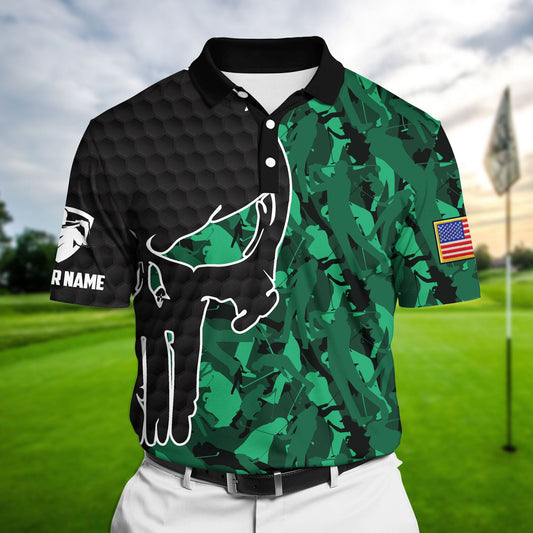 Masnines Green Pride Best Crazy Skull Golf Polo Shirts Multicolored Custom Name Polo GA0011