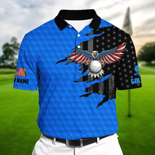 Masnines Blue Pride Premium Cool Eagle Golf Lover Polo Shirts Multicolor Custom Name Polo GA0043