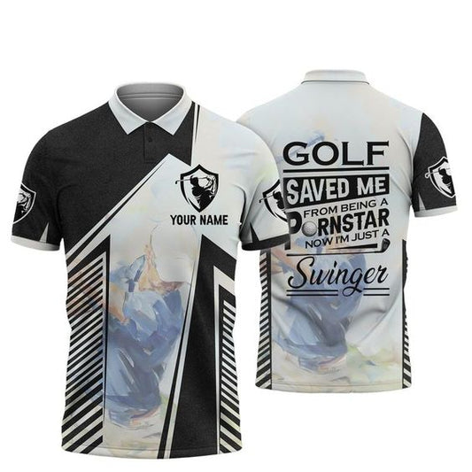 Masnines Golf Saved Me From Being A Pornstar Now Im Just A Swinger Customized Name All Over Printed Shirt GA0197