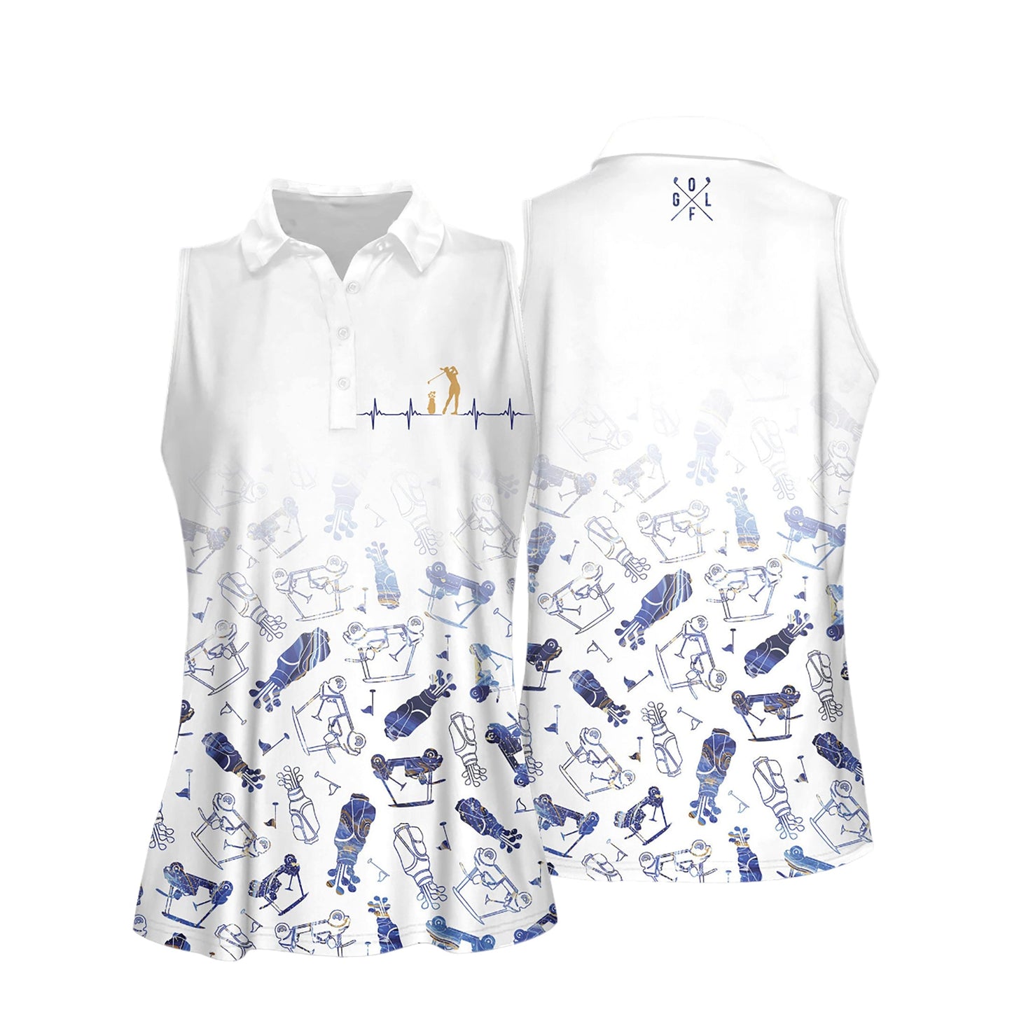 Marble Gradient Heart Beat Golf Shirts I0153