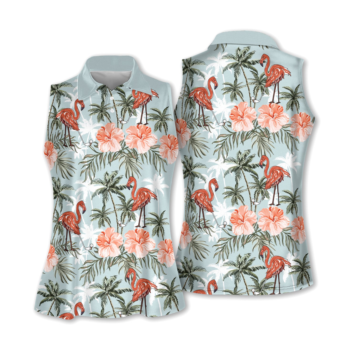 Seamless Tropical Flamingo Golf Shirts H0271