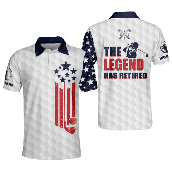 The Legend Has Retired Custom Mens Golf Polo Shirts, Custom Fun Patriotic Golf Shirts For Men GM0217