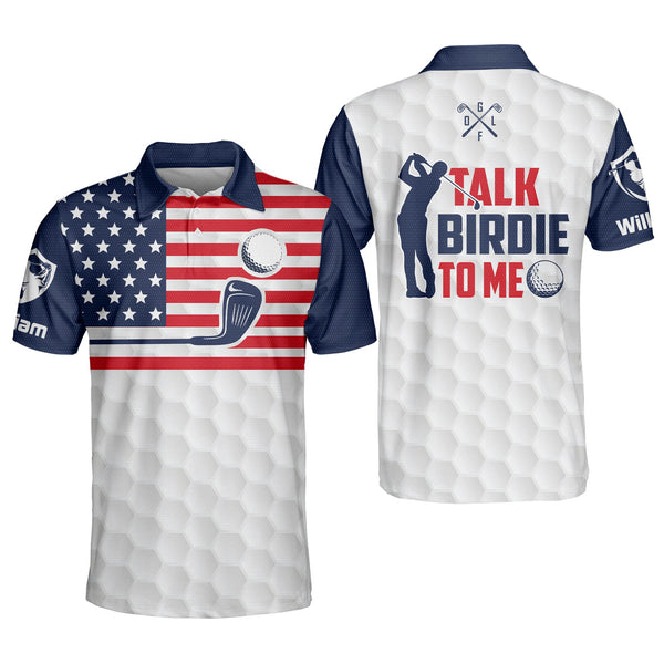 Talk Birdie To Me Custom Mens Patriotic Golf Polo Shirts, Custom Men's Funny Patriotic Golf Shirts GM0220