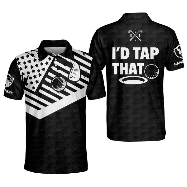 I'd Tap That Custom Mens Golf Polo Shirts, Custom Funny Black Golf Shirts For Men GM0110