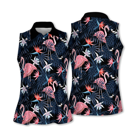 Seamless Tropical Flamingo Golf Shirts I0052