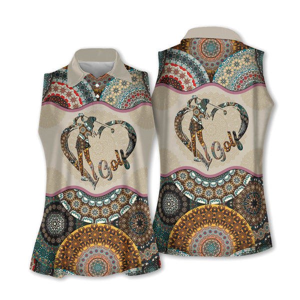 Mandala Womens Sleeveless Golf Shirts, Mandala Golf Shirt For Women I0304