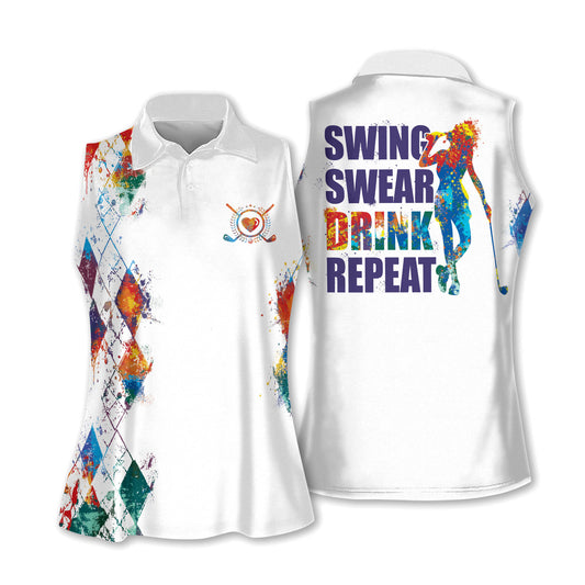 Swing Swear Drink Repeat Golf Shirts I0327