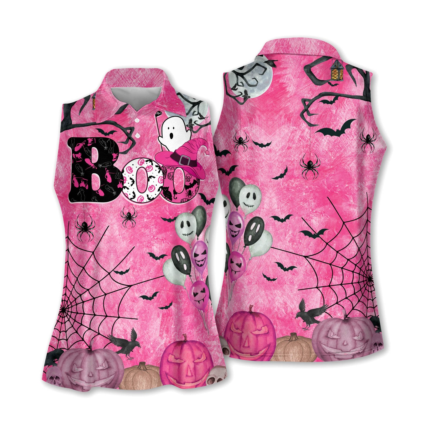 Boo Halloween Golf Pattern Pink Shirts I0402