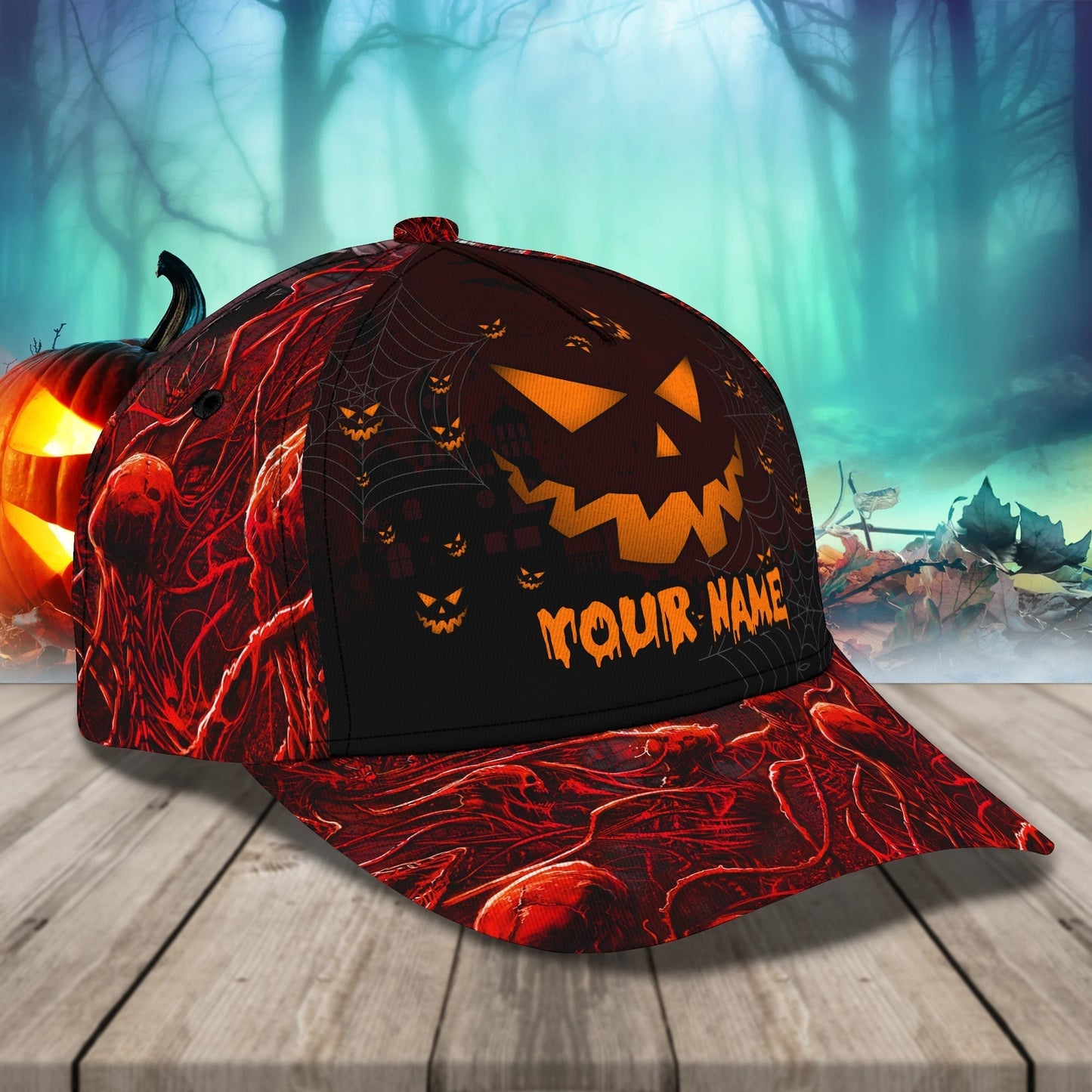 Pumpkin Halloween Hats Unisex Customizable Sayings Golf Hat 3d, Cap with Adjustable Hat for Mens Womens CO0130