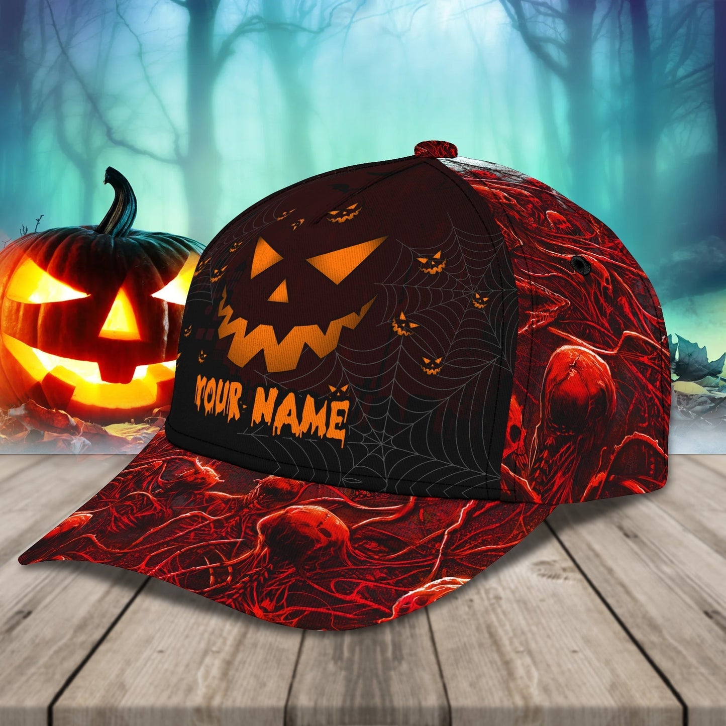 Pumpkin Halloween Hats Unisex Customizable Sayings Golf Hat 3d, Cap with Adjustable Hat for Mens Womens CO0130