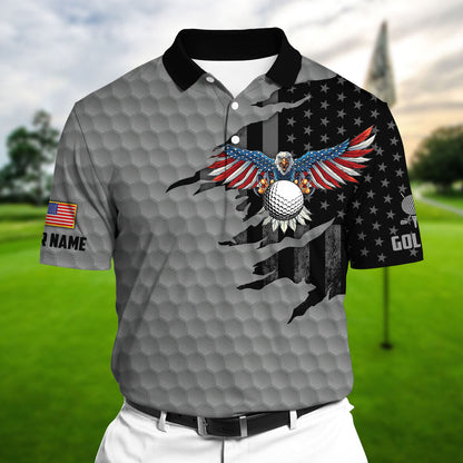 Masnines Eagle Golf Lover Multicolor Personalized 3D Golf Polo Shirt GA0040