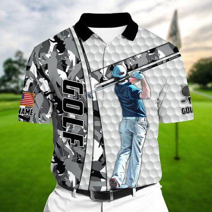 Masnines Camo Golf Player Multicolor Personalized 3D Golf Polo Shirt GA0038
