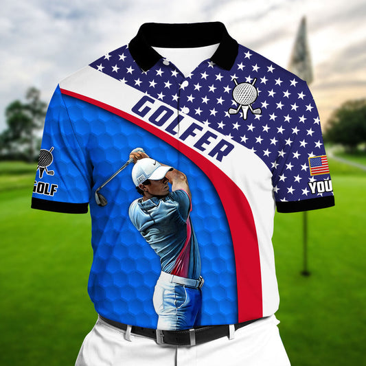 Masnines Greatest Golf Player Multicolor Personalized 3D Golf Polo Shirt GA0031