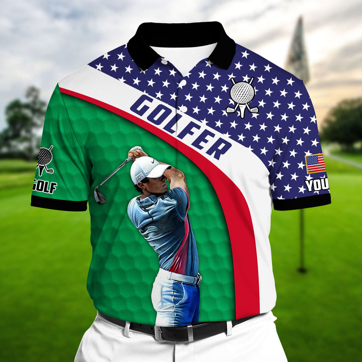 Masnines Greatest Golf Player Multicolor Personalized 3D Golf Polo Shirt GA0031