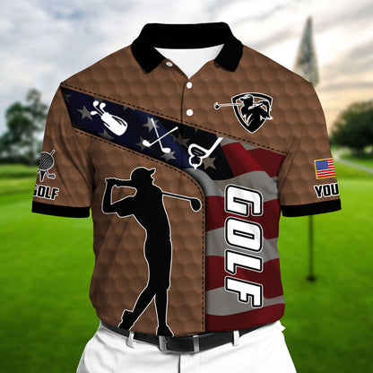 Masnines Classic US Golf Man Multicolor Personalized 3D Golf Polo Shirt GA0035