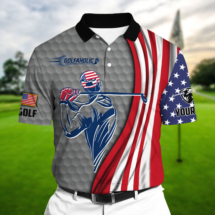 Masnines Cool Golf Man US Multicolor Personalized 3D Golf Polo Shirt GA0036