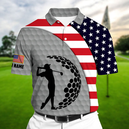 Masnines US Golf Man Shadow Multicolor Personalized 3D Golf Polo Shirt GA0033