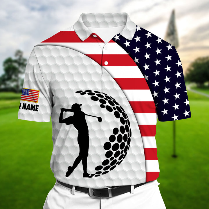 Masnines US Golf Man Shadow Multicolor Personalized 3D Golf Polo Shirt GA0033