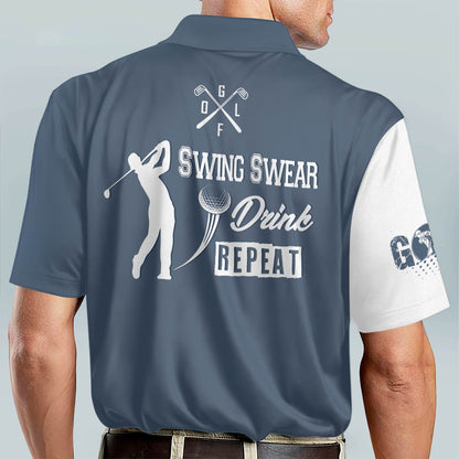 Masnines Golf Premium Swing Swear Drink Repeat All Over Printed Shirt GA0153