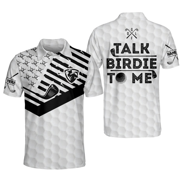 Custom Talk Birdie To Me Golf Polo Shirt For Men, Custom White Funny Golf Shirt GM0228