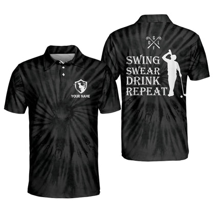 Masnines Golf Premium Swing Swear Drink Repeat Personalized Name All Over Printed Shirt GA0157