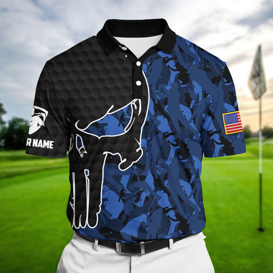 Masnines Blue Pride Best Crazy Skull Golf Polo Shirts Multicolored Custom Name Polo GA0056