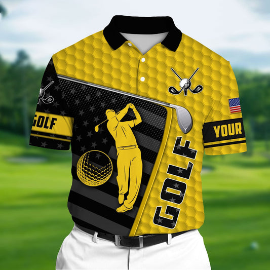 Masnines Yellow Pride Premium Unique Golf Man 3D Polo Shirts Multicolor Custom Name Polo GA0138