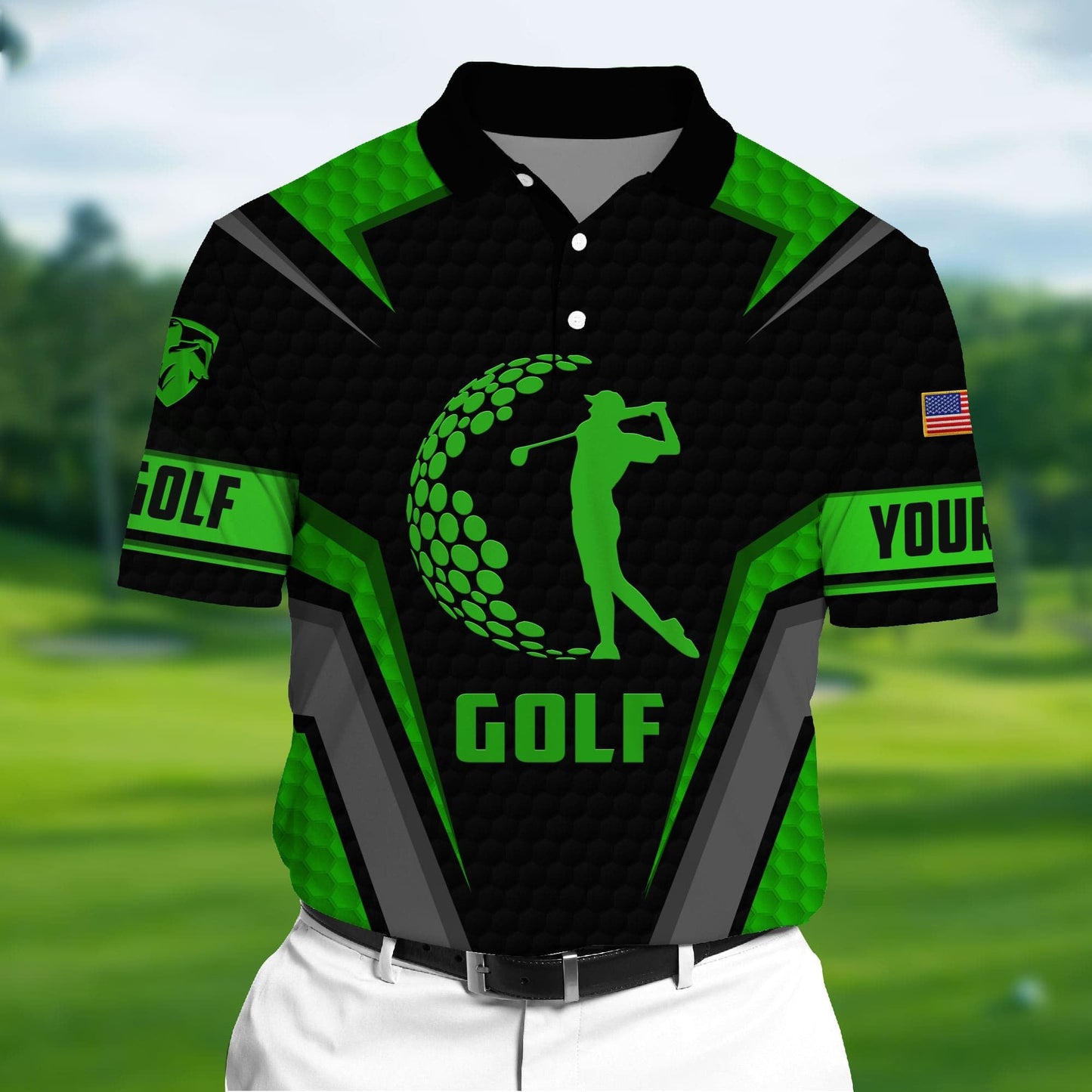 Masnines Green Pride Premium Art Golf 3D Polo For Lovers Multicolor Custom Name Polo GA0092