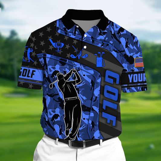 Masnines Unique Love Golf Pattern Multicolor Personalized 3D Golf Polo Shirt GA0029
