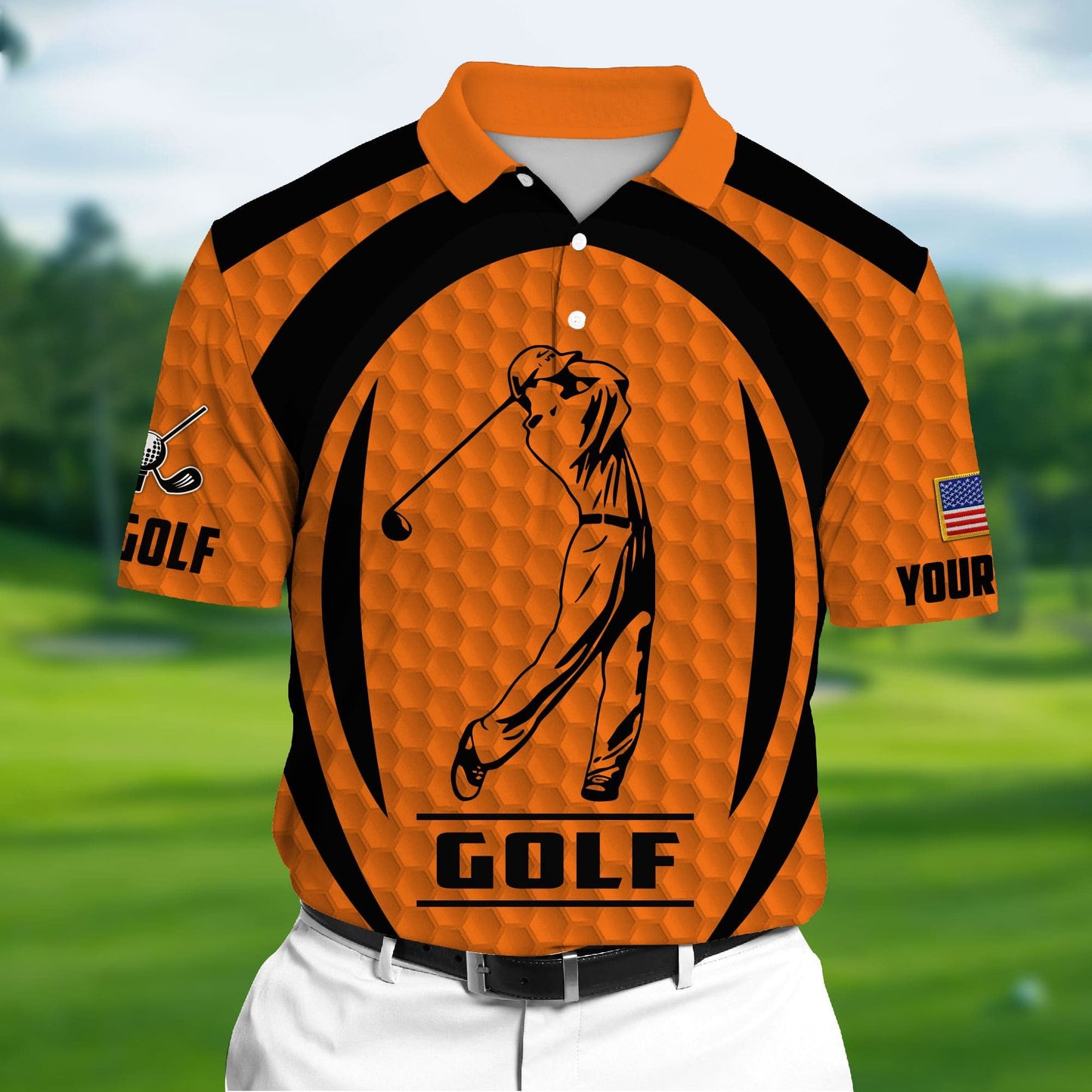 Masnines Orange Pride The Unique Cool Golf 3D Polo Shirts Multicolor Custom Name Polo GA0077