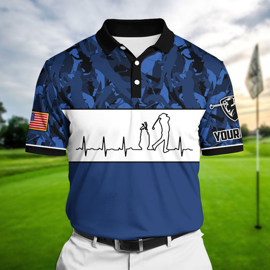 Masnines Blue Pride Premium Unique Golf Heart Beat Golf Polo Shirts Multicolored Custom Name Polo GA0051