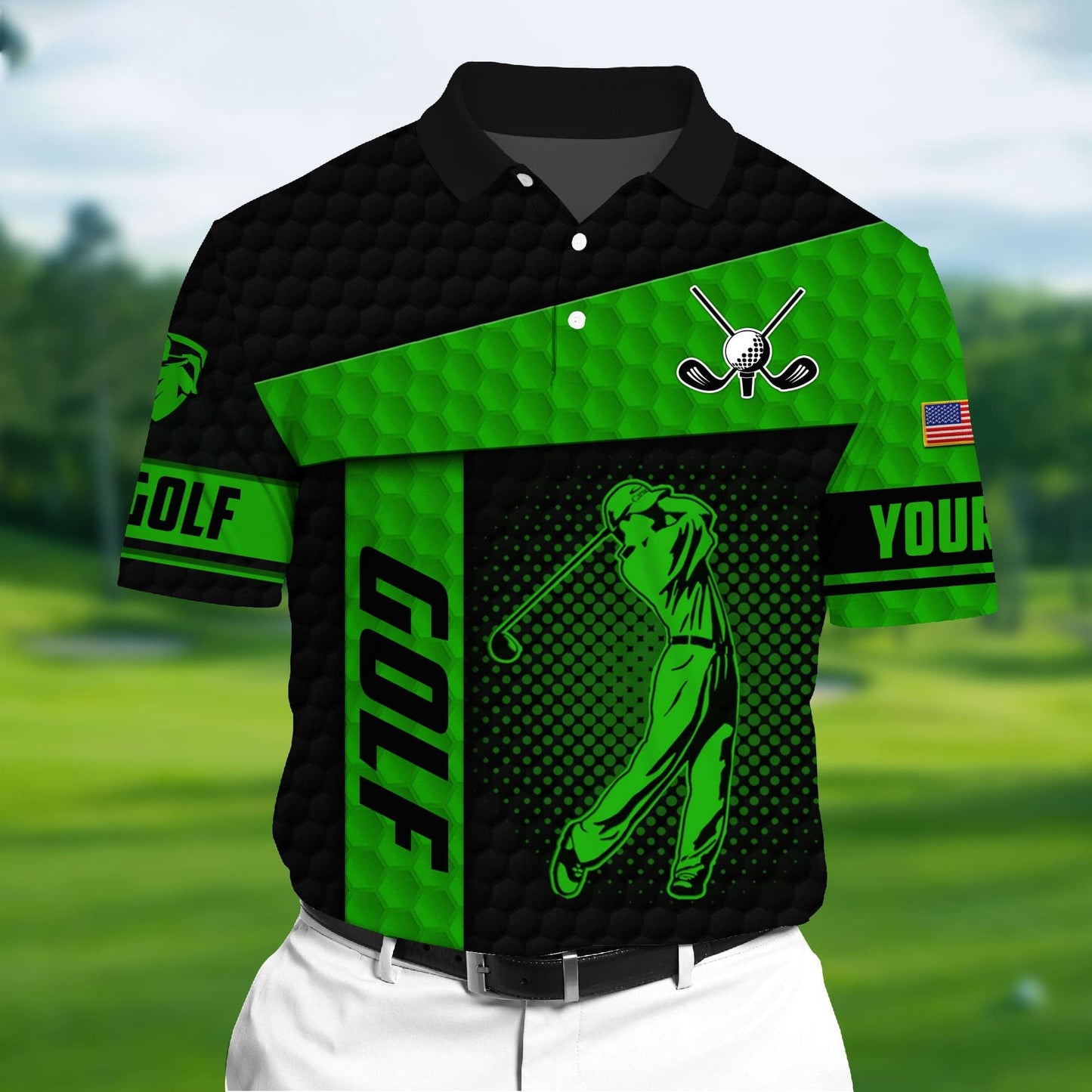 Masnines Green Pride Premium Unique Golf Polo 3D For Lovers Multicolor Custom Name Polo GA0131