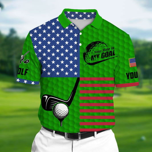 Masnines Green Pride Premium Your Hole Is My Goal, Golf 3D Polo Shirts Multicolor Custom Name Polo GA0066