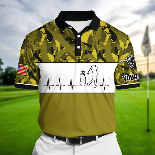 Masnines Yellow Pride Premium Unique Golf Heart Beat Golf Polo Shirts Multicolored Custom Name Polo GA0120