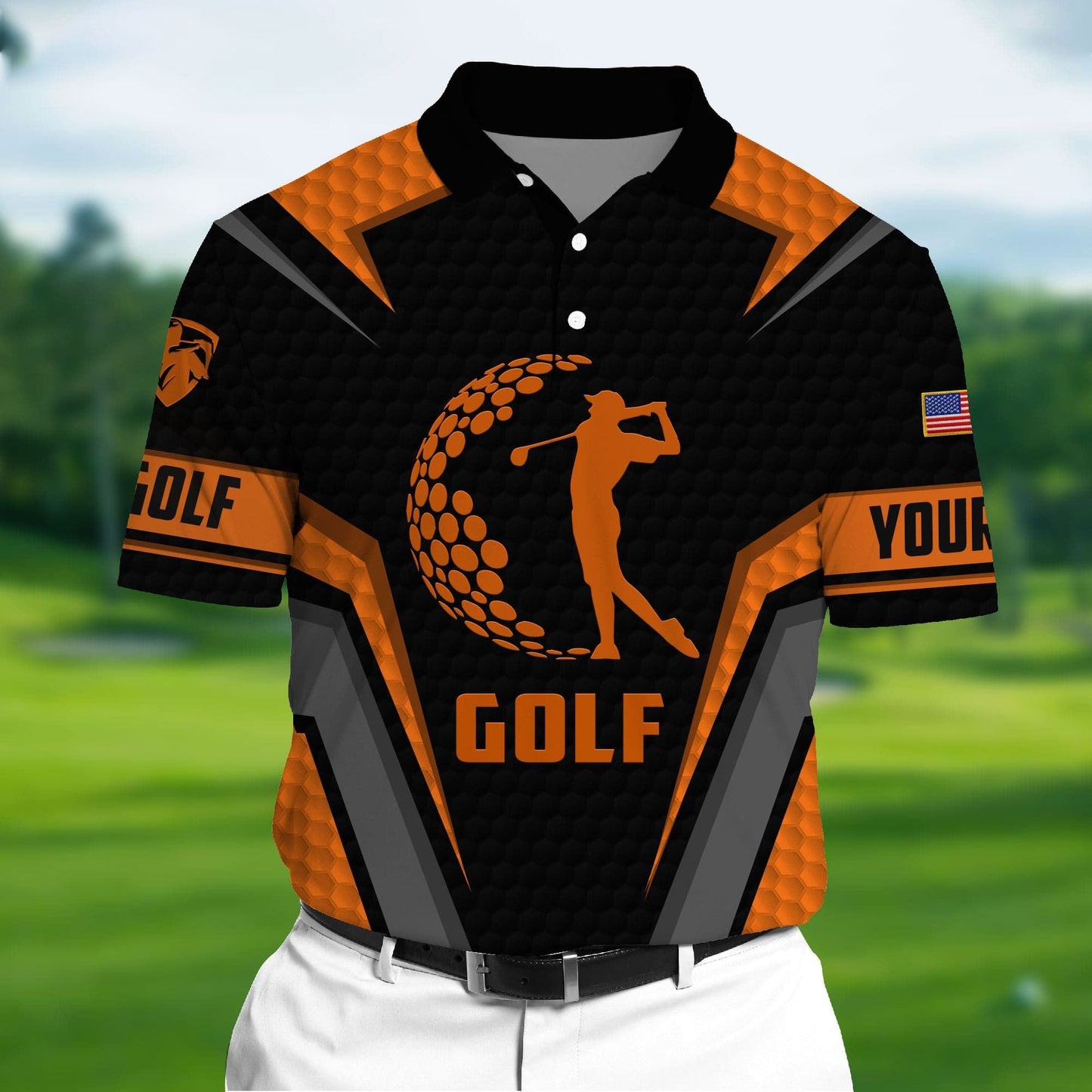 Masnines Orange Pride Premium Art Golf 3D Polo For Lovers Multicolor Custom Name Polo GA0053