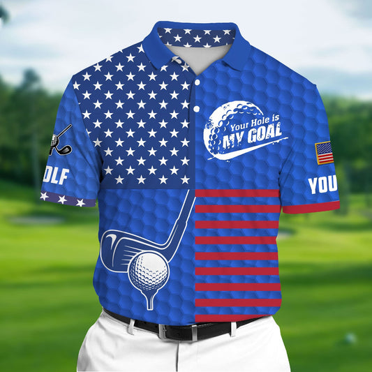 Masnines Blue Pride Premium Your Hole Is My Goal, Golf 3D Polo Shirts Multicolor Custom Name Polo GA0020