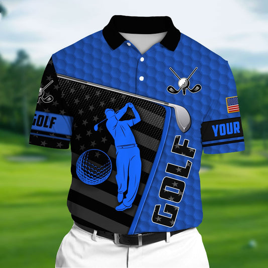 Masnines Blue Pride Premium Unique Golf Man 3D Polo Shirts Multicolor Custom Name Polo GA0137