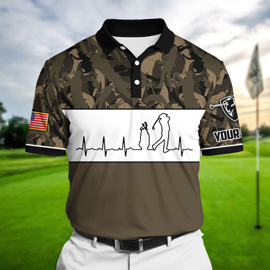 Masnines Brown Pride Premium Unique Golf Heart Beat Golf Polo Shirts Multicolored Custom Name Polo GA0119